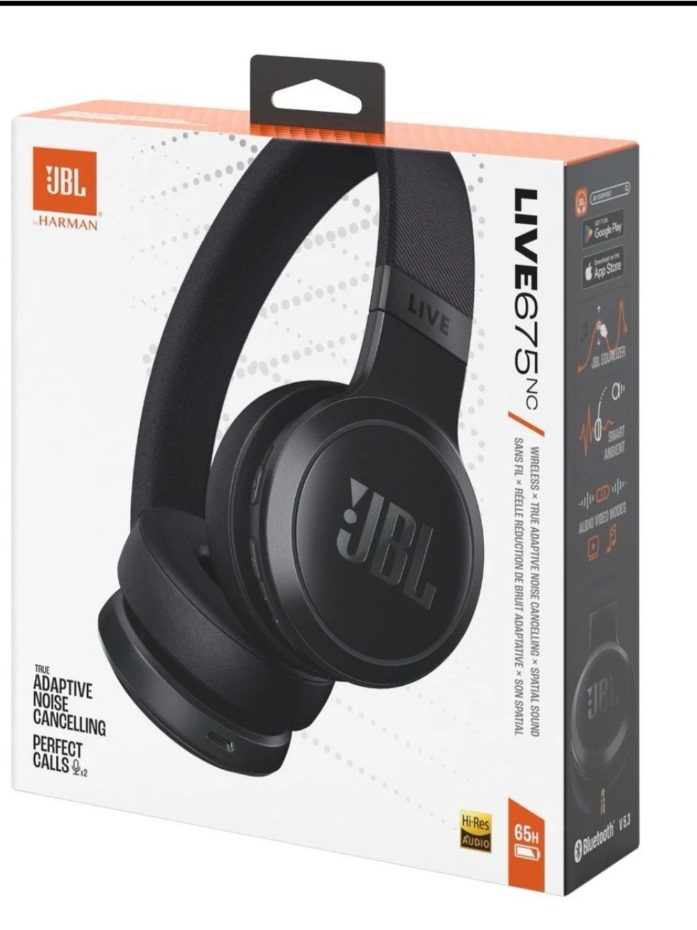 JBL Live 675NC Wireless Over-Ear Headphones - Black
